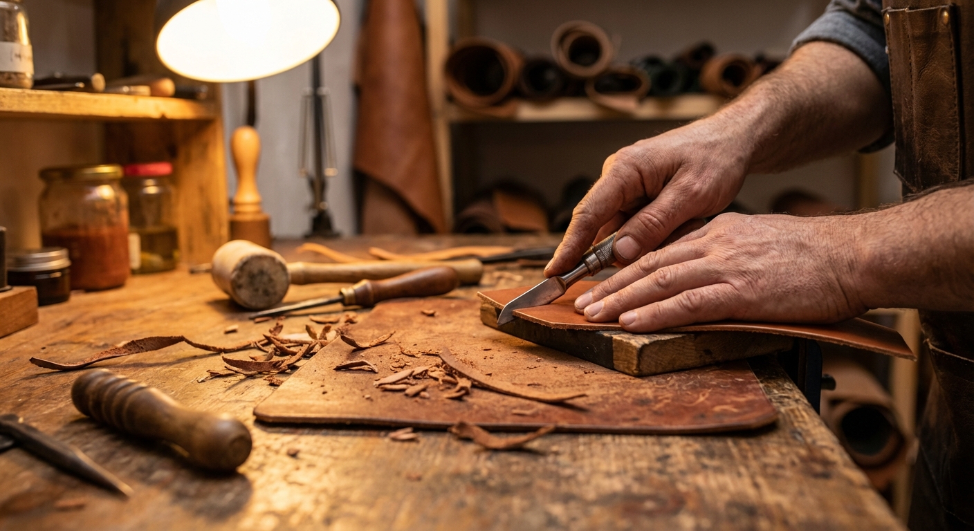 Lederhandwerk für Golf-Accessoires
