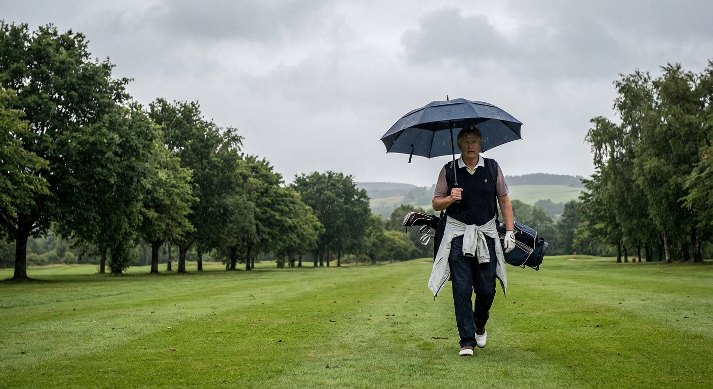 Golfer bei Regen