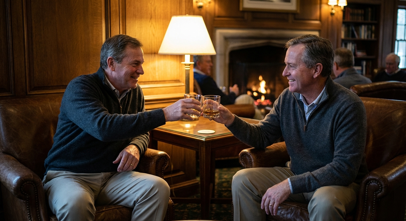 Whisky-Moment im Clubhaus