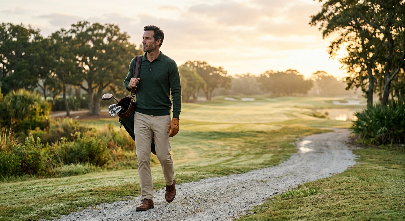 Eleganter Golfer am Fairway