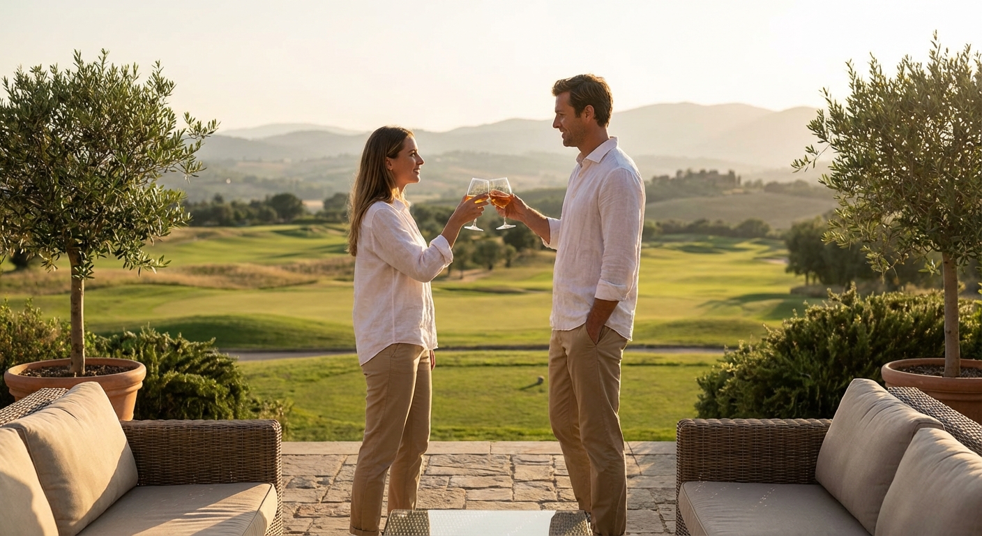 Mediterrane Resort-Terrasse Golf