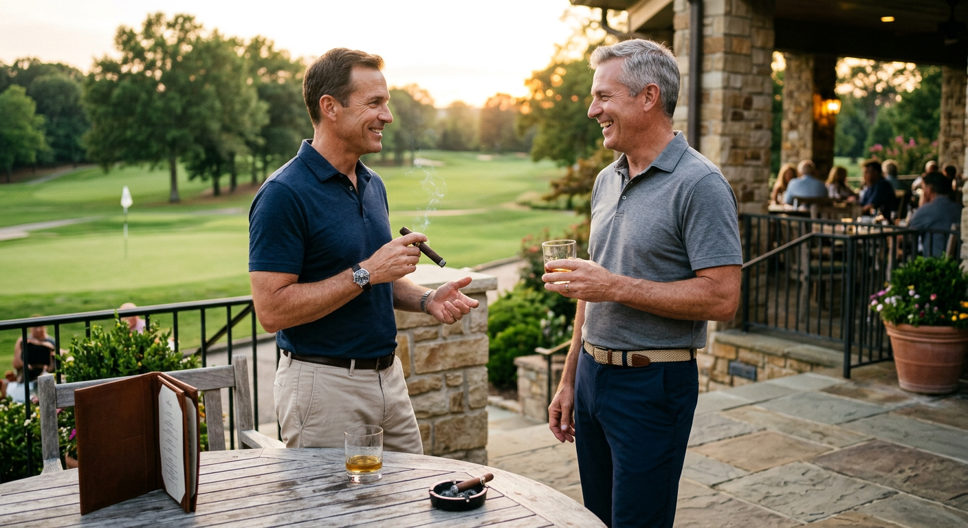 Golfer am Clubhaus